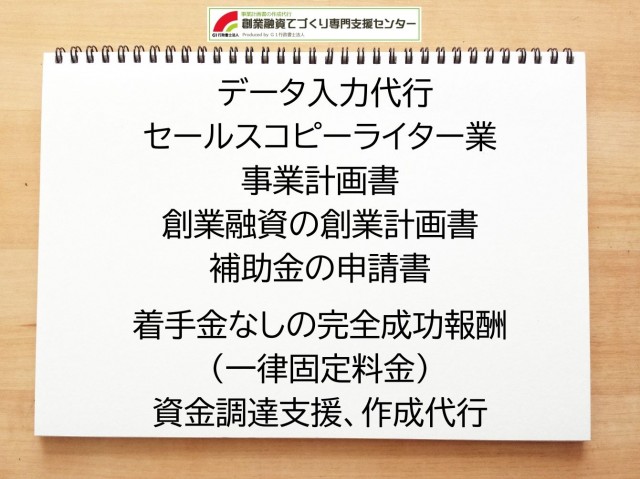 データ入力代行セールスコピーライター業の創業融資(公庫)の創業計画書の作成代行と資金調達をサポート